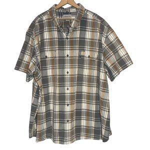 Carhartt Fort Plaid S/S Shirt Mens 4XL XXXXL Brown Grey Relaxed Fit Style 103553
